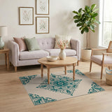 Teal Persian Mandala Area Rug