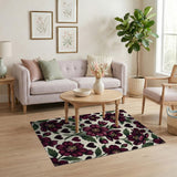 Purple Anemone Flowers Black Hearts Rug