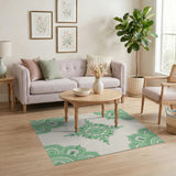 Vintage Green Floral Medallion Rug