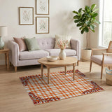 Orange Plaid Autumn Leaves Area Rug