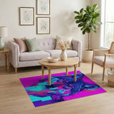 Multi-color and Patterns Geometric Modern Neon Cyber Wolf Head Area Rug