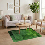 Green Geometric Grass Patchwork Area Rug