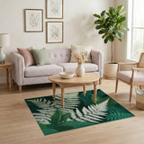 Green Floral Vintage Lush Green Fern Fronds Area Rug