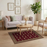 Red Gold Heritage Tribal Motif Area Rug