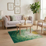Golden Sun Over Lush Green Valley Area Rug