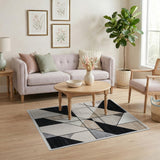 Modern Geometric Triangle Area Rug Black Beige Neutral