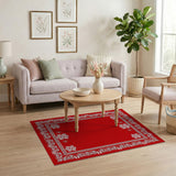 Red Heritage Tribal Snowflake Border Area Rug