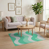Coastal Beach Teal Ocean Wave Area Rug
