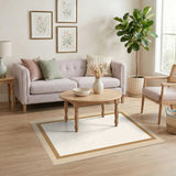 Beige Bordered Geometric Area Rug