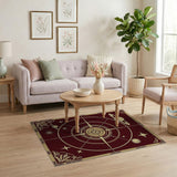 Celestial Compass Rose Red Area Rug