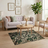 Green Vintage Green Vine Leaf Area Rug
