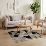 Black White Overlapping Circles Geometric Rug