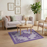 Purple Persian Floral Medallion Area Rug