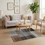 Modern Grey Block Geometric Area Rug
