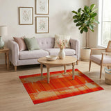 Fiery Orange Southwestern Geometric Rug