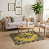 Ornate Gold Medallion Floral Area Rug
