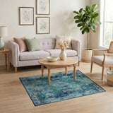 Teal Blue Traditional Persian Area Rug