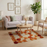 Bold Orange Geometric Circle Area Rug