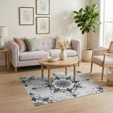 Traditional Persian Intricate Black White Mandala Persian Rug