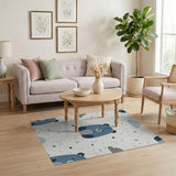 Cute Blue Bear Cloud Nursery Rug