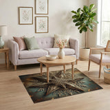 Ornate Gold Filigree Star Mandala Rug