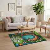 ODIKA Washable Whimsical Enchanted Garden Kids Rug - Low Pile & Non-Slip