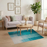 Geometric Modern Teal Geometric Block Area Rug