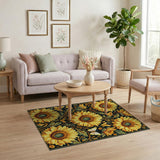 Vibrant Sunflower Butterflies Area Rug