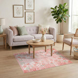 Pink Floral Leopard Medallion Area Rug