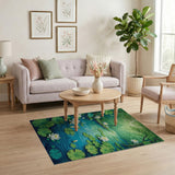 Serene Lotus Pond Forest Area Rug
