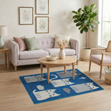 Playful Cartoon Cats Blue Area Rug
