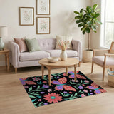 Vibrant Butterfly Floral Pattern Area Rug