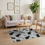 Whimsical Black Cat Silhouettes Area Rug