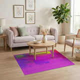 Multi-color and Patterns Vibrant Pink Grid Geometric Area Rug