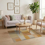 Orange Textured Patchwork Geometric Rug
