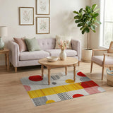 Vibrant Abstract Circles Geometric Area Rug