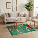 Serene Koi Fish Green Area Rug