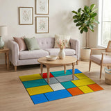 Bold Geometric Color Block Area Rug