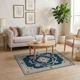 Traditional Persian Medallion Navy Blue Persian Medallion Area Rug