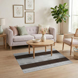 Brown Striped Geometric Diamond Area Rug
