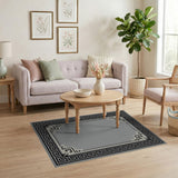 Border Geometric Modern Grey Geometric Border Area Rug