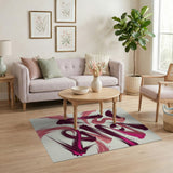 Dynamic Pink Maroon Brush Stroke Abstract Rug