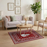 Festive Snowman Red Persian Area Rug