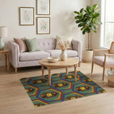 Glowing Lantern Rainbow Hexagon Rug