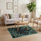 Octopus Anchor Teal Area Rug