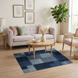 Modern Blue Patchwork Geometric Area Rug