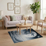 Cosmic Lunar Peaks Grey Area Rug