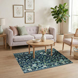 Blue Teal Floral Vintage Floral Vintage Area Rug