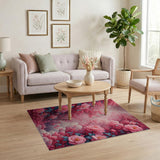 Dreamy Pink Peony Blossom Area Rug