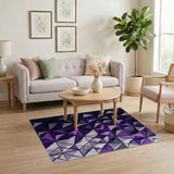 Purple Geometric Faceted Area Rug